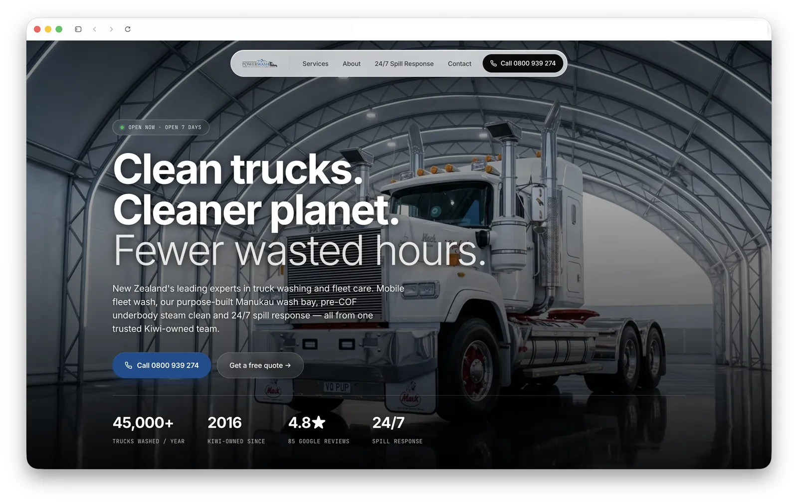 The same business after Propeller's refresh — clean, modern, one obvious next step